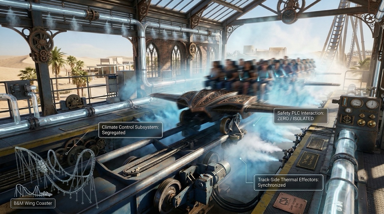 Ride and coaster climate control with CoolSpherAqua